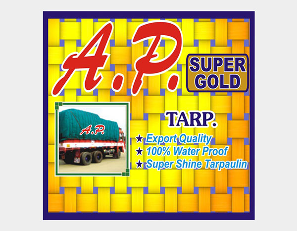 A.P. Super Gold tarpaulin — export quality, 100% waterproof, super shine finish